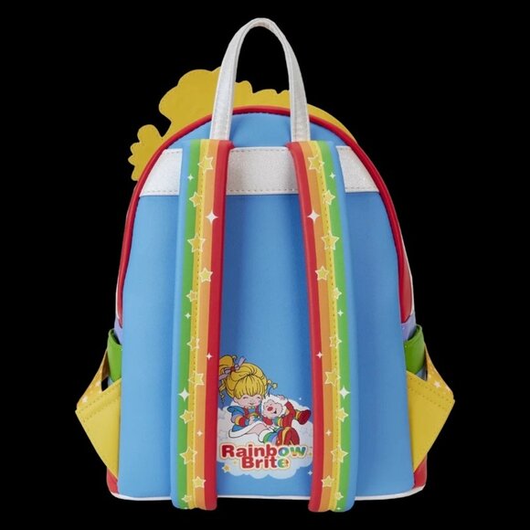 NWT Loungefly Rainbow Brite Mini Backpack Faux Leather Colorful Straps - Picture 3 of 6